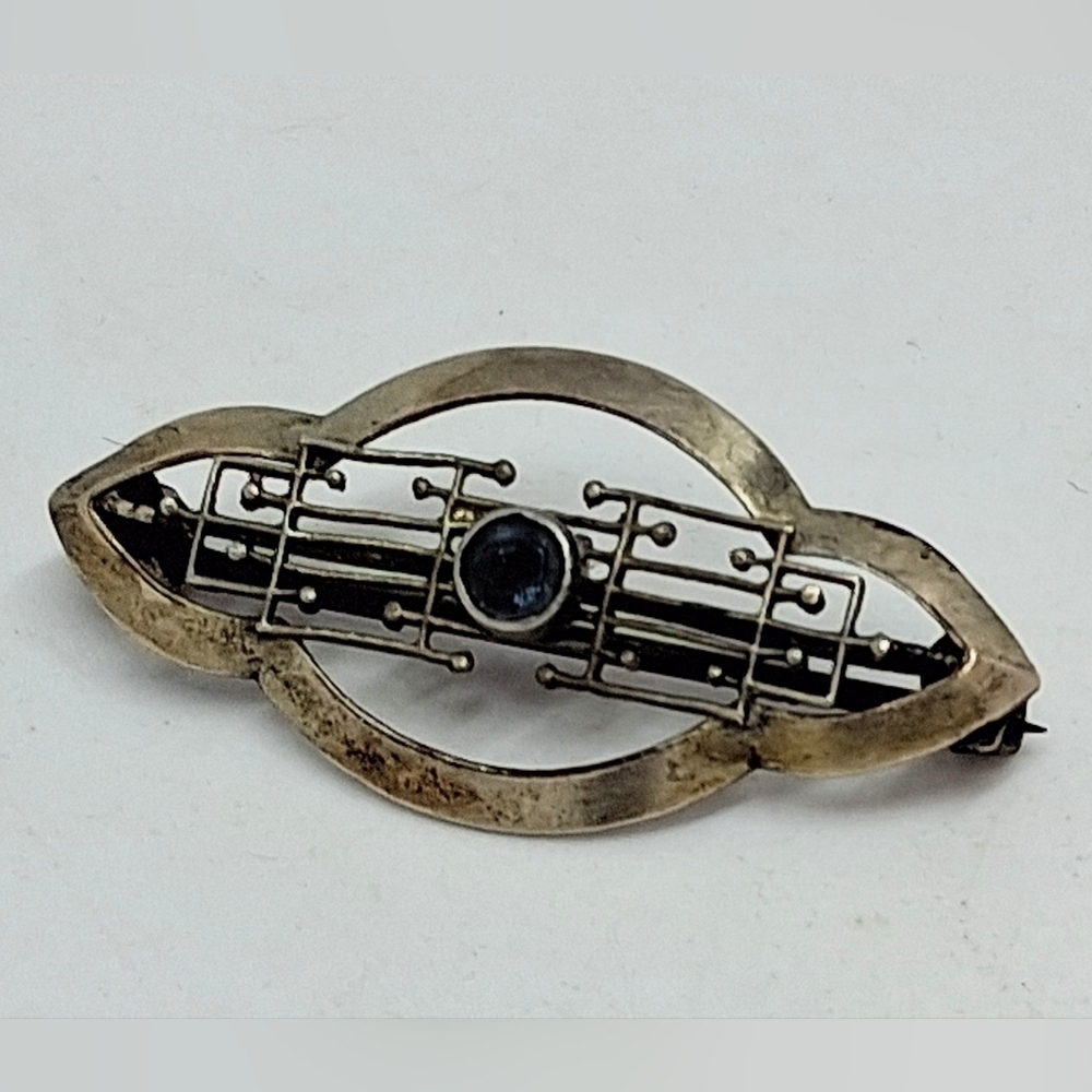 * Vintage Antique PSCO Art Deco Gold Tone Pin Brooch